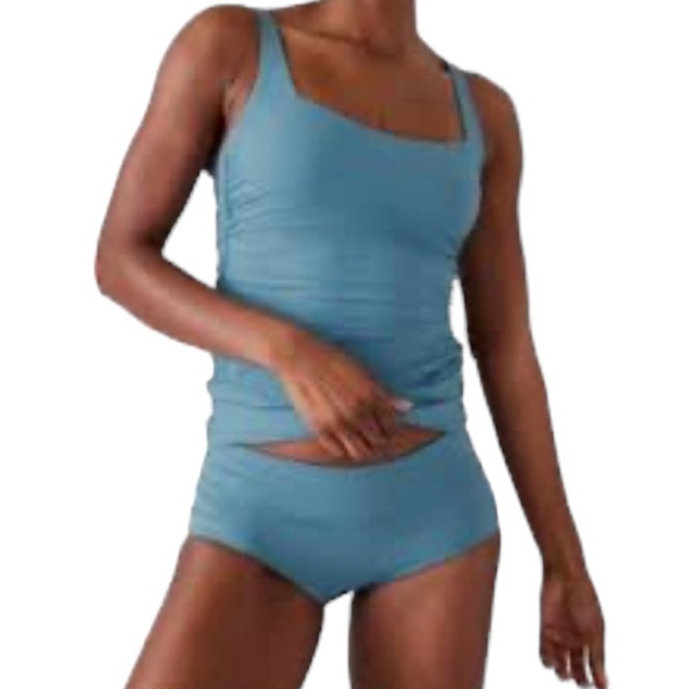 Athleta Square Neck Bra Cup Tankini Size XL Cup 40 B/C Skylark Blue Swim Suit